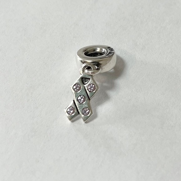 Pandora Authentic .925 ALE Sterling Silver Breast Cancer Ribbon Charm Pink - Picture 3 of 7